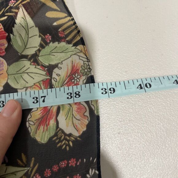 Zara Woman Floral Kimono Duster Black Sheer Size Medium M - XL Side Slits Drape - Picture 11 of 11